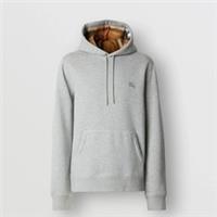 Burberry - Hoodie - Grey Jersey Check Hood Logo Sweater - XL - New&Tag - XL Regular