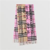 Burberry - Cashmere Scarf - Beige & Pink Check Logo - Large - 200x36 cm