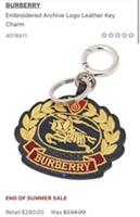 Burberry Logo Archive Embroidered Leather Key Chain Bag Charm RRP$280 MR02BYS