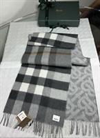 Burberry Genuine 100%Cashmere Grey Monogram Check Reversible Scarf NEW RRP £540