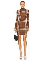 Burberry Genuine Licia Brown Check Tie Details Dress UK 02 RRP £1490 NEW - UK 02 Regular