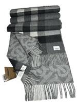 Burberry Genuine 100%Cashmere Grey Monogram Check Reversible Scarf NEW RRP £540
