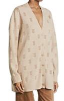 Burberry Selena Wool And Silk TB Logo Beige Cardigan Size M RRP £995 NEW BOX - M Regular