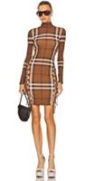 Burberry Genuine Licia Brown Check Tie Details Dress UK 02 RRP £1490 NEW - UK 02 Regular