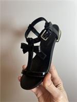 Burberry Child Girls Summer Patent Leather Black Sandals Shoes Size 27 NEW BOX