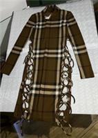 Burberry Genuine Licia Brown Check Tie Details Dress UK 06 RRP £1490 NEW - UK 06 Regular