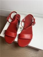 Burberry Junior Girl Summer Leather Red Sandals Shoes Size 33 NEW BOX