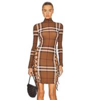 Burberry Genuine Licia Brown Check Tie Details Dress UK 04 RRP &pound; 1490EW - 4 Regular