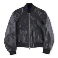 BURBERRY Mens Bomber Jacket Zipped Leather Black Band Collar Size 46 RRP 3490 - 46 Regular