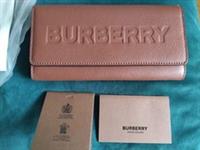 Burberry Porter Tan Grained Leather Embossed Continental Clutch Flap Wallet