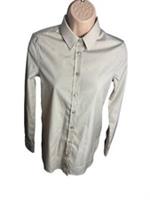 WOMENS BURBERRY SHIRT BLOUSE UK 4 XS BEIGE LONG SLEEVE BUTTON UP TOP WORK