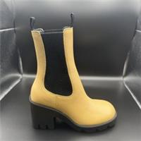 Burberry Creeper Chelsea Women's Leather Chelsea Ankle Boots- Mustard