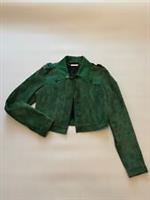 Burberry Fern Green Calf Suede Cropped Jacket - 38 Regular