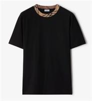 BURBERRY mens Check Trim Cotton T-shirt.sz XLarge.Black.£350