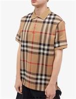 New.BURBERRY mens Check Ferry All Over Check Jacquard Polo Top.sz M. Beige.550
