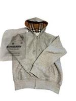 Grey Burberry Zip Up Hoodie with Patch Design - M Regular