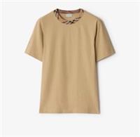 New. BURBERRY mens Check Trim Cotton T-shirt.sz XLarge.Beige.&pound;350