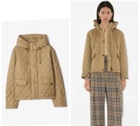 BURBERRY Cropped Hooded quilted Nylon Jacket.Beige.sz M.&pound;1095.current Season - M Regular