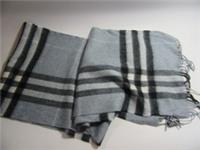New Burberry Grey Black Check Scarf One Size Cashmere Winter 168x 30cm