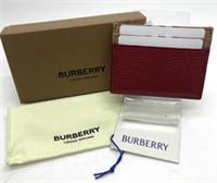 Burberry Sandon Check Canvas & Leather Card Holder - Red - BRAND NEW WITH TAGS