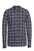Burberry Logo Embroidered Check Navy Shirt Size XL - XL Regular