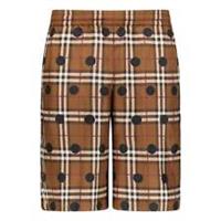 Burberry 'Bradeston' Silk Dark Birch Check Shorts Brown