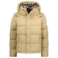 Burberry 'Lockwell' Hooded Check Down Jacket Beige