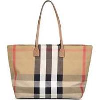 Burberry 'London' Canvas Tote Bag Taupe Brown