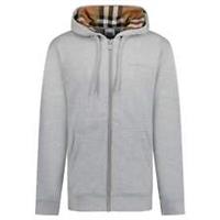 Burberry 'Hove' check Hood Embroidery Logo Hoodie Zip Sweatshirt Grey