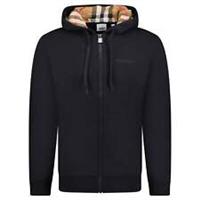 Burberry 'Hove' check Hood Embroidery Logo Hoodie Zip Sweatshirt Black