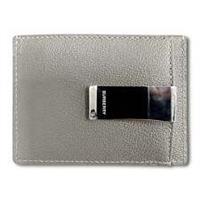 Burberry 'Chase' Leather Card Holder With Money Clip Grey