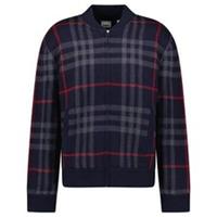 Burberry 'Morland' Knitted Wool Bomber Jacket Check Navy