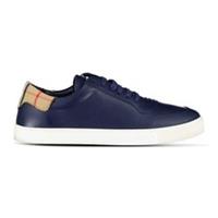 Burberry Robin Leather Check Heel Trainers Navy