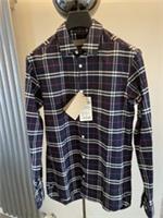 BURBERRY NAVY CHECK SIMPSON SHIRT - RRP £520 - XS Regular