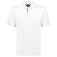 Burberry 'Hartford' Check Placket Zip Polo White