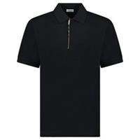 Burberry 'Hartford' Check Placket Zip Polo Black