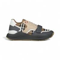 Burberry Ramsey Vintage Check Suede Leather Beige Trainers Size 43 Made In Italy