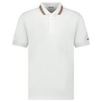 Burberry Hartford Striped Check Short Sleeve Polo in White
