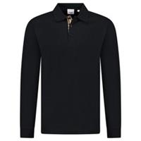 Burberry 'Hartford' Long Sleeved Check Placket Polo-Shirt Black