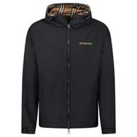 Burberry 'Stanford' Zip-Up Check Reversible Hooded Jacket Black & Check