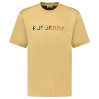 Burberry Check Logo Embroidered T-Shirt Beige