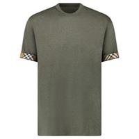 Burberry 'Ellison' Organic Cotton Check Sleeve Dark Green