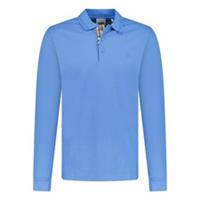 Burberry 'Eddie' Long Sleeved Polo-Shirt Blue