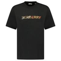 Burberry Check Logo Embroidered T-Shirt Black