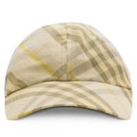 Burberry Checked Linen Cap Wheat Yellow