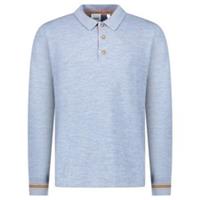 Burberry 'Pace' Signature Stripe Wool Polo Mid Blue