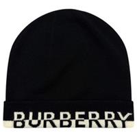 Burberry Logo Wool Beanie in Black & White