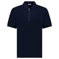 Burberry 'Hartford' Check Placket Zip Polo Navy