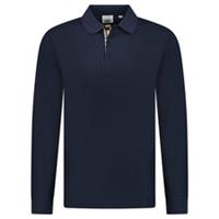 Burberry 'Hartford' Long Sleeved Check Placket Polo-Shirt Navy