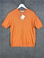 Burberry Jumper Mens M Orange Cashmere Silk Knit Sweater Short Sleeve Deadstock - M Regular